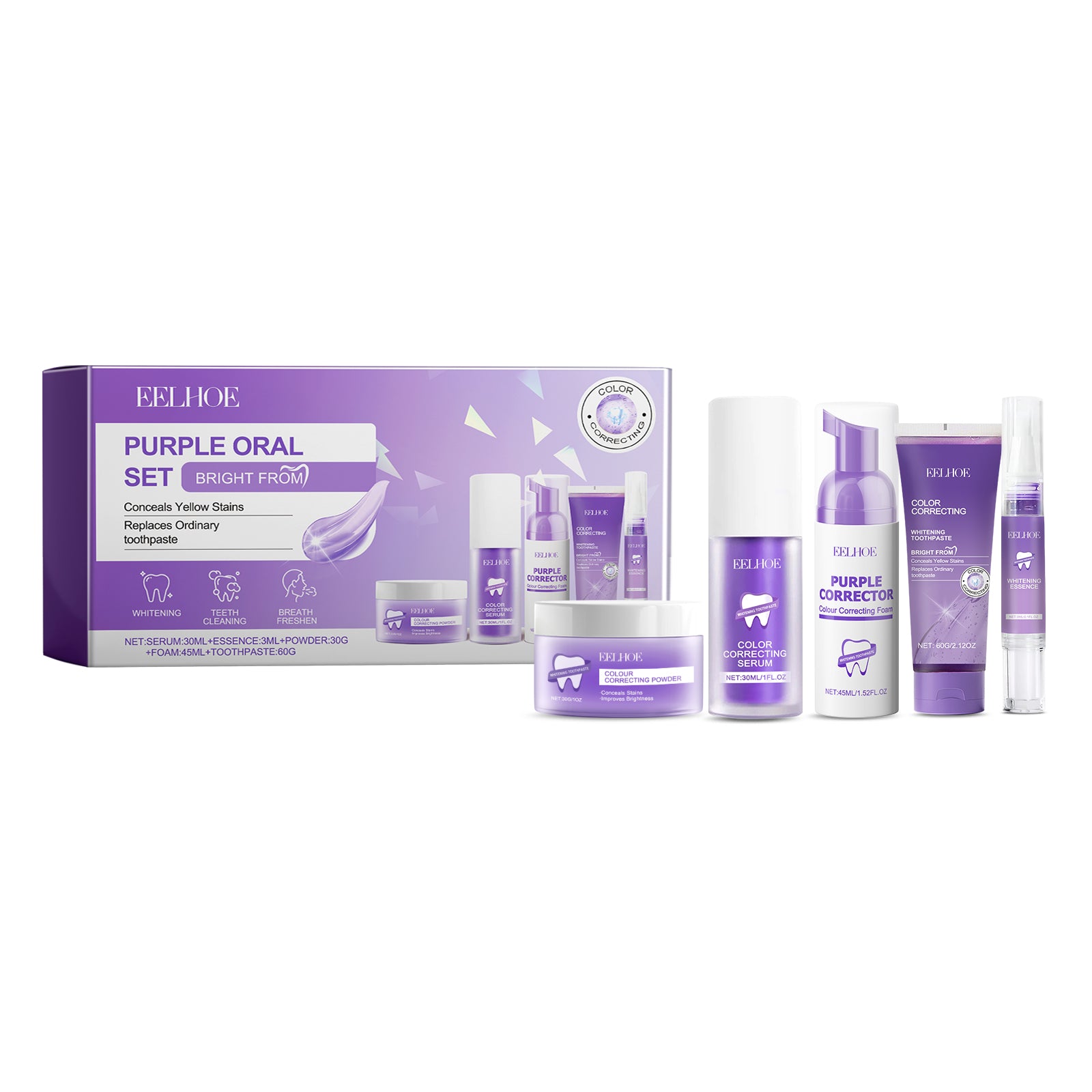 Eelhoe Purple Toned Teeth Clean Bundle